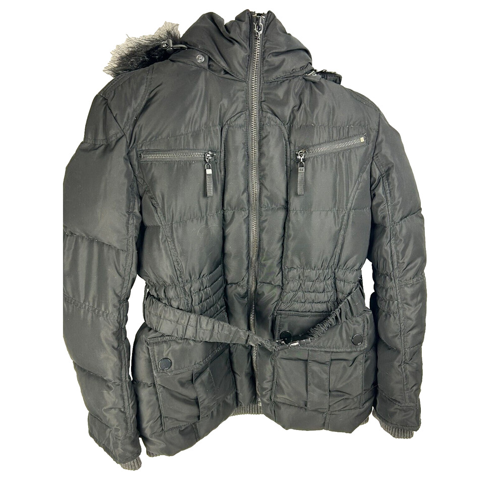 Women JR QS Dress Yourself by S Oliver Black Puff Heavy Jacket Feather Ins. Sz L